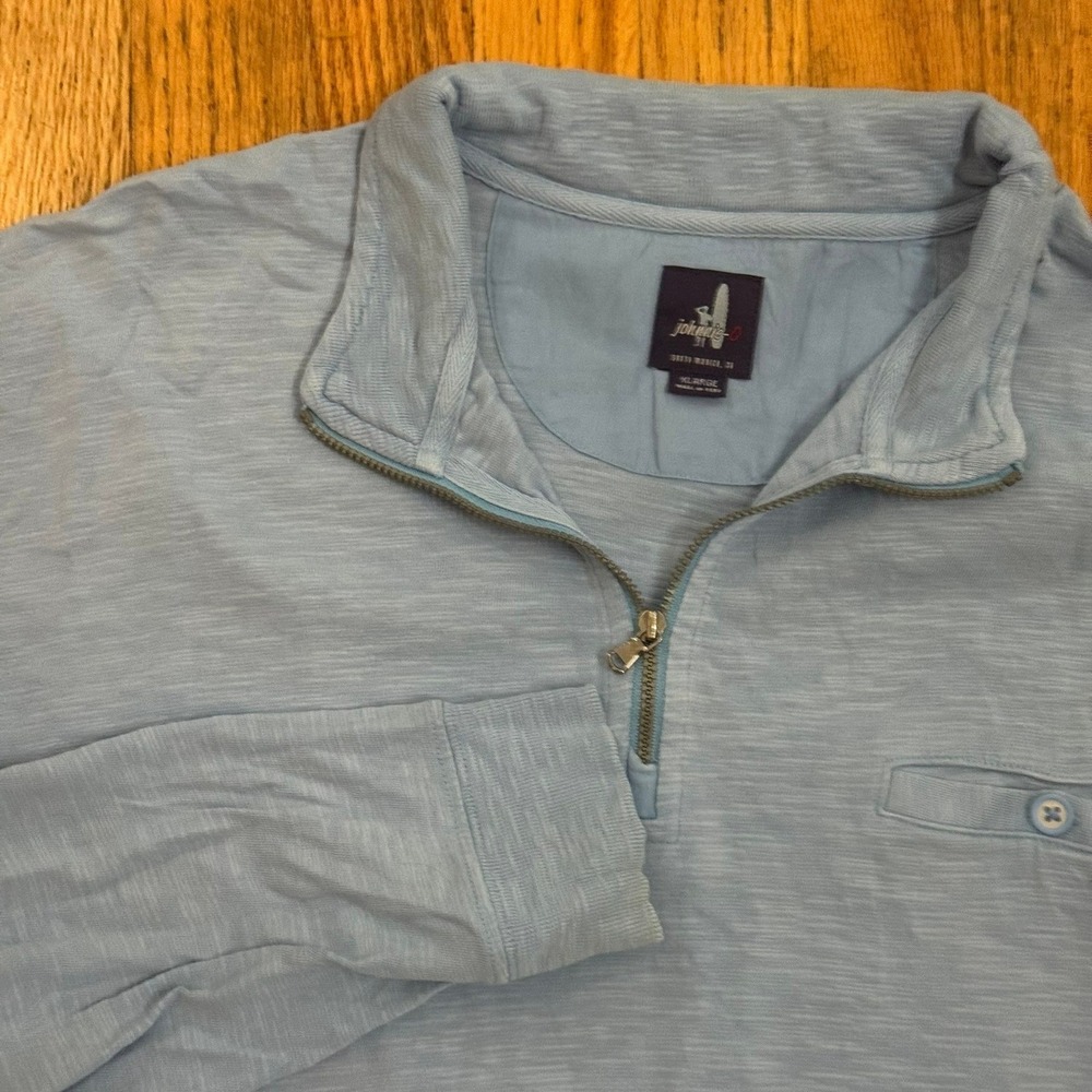 johnnie-O Mens XL Light Blue Quarter Zip Pullover Long Sleeve Golf Sweatshirt